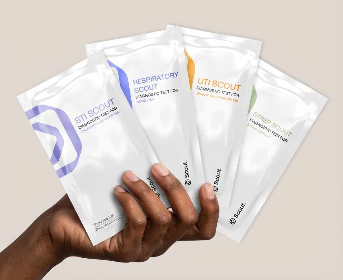 Scout testing pouches being held