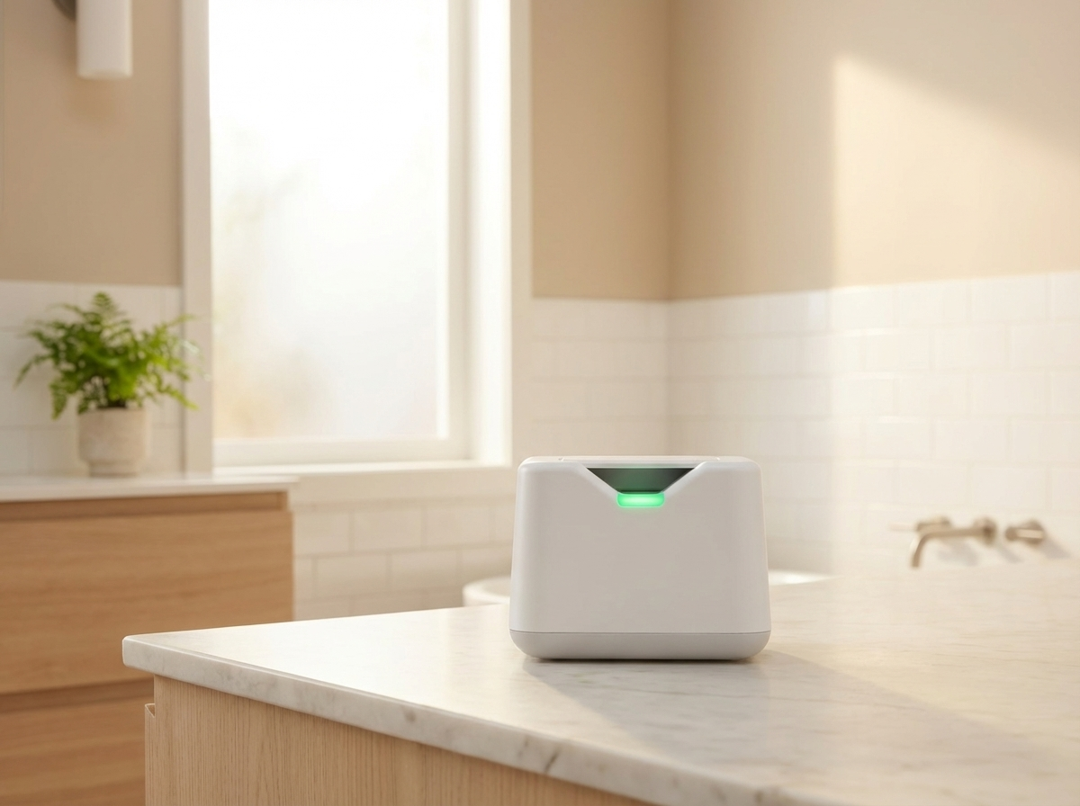 Scout device in bathroom setting